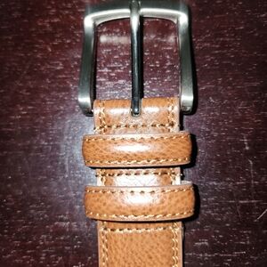 Florsheim Tan Leather Belt with Polished Silver Buckle